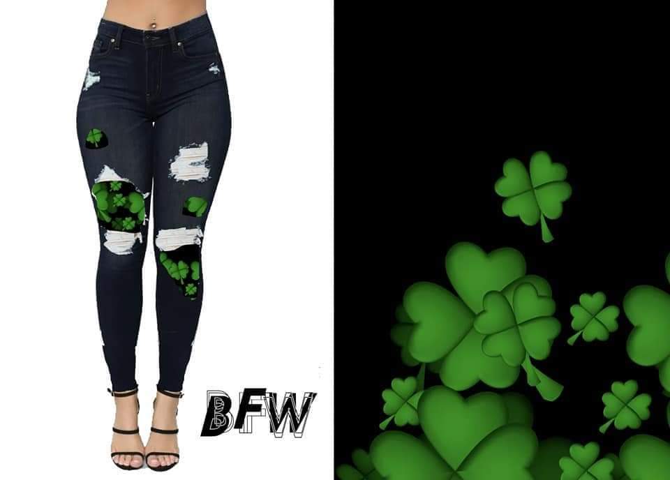 Shamrock Peek a boo faux jean leggings