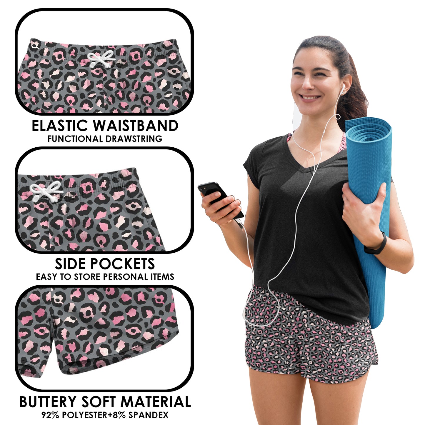 Pink Leopard Shorts