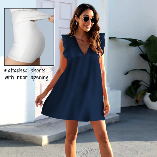 Solid Navy Pocket Dress with Shorts - PREORDER - ETA MID JULY