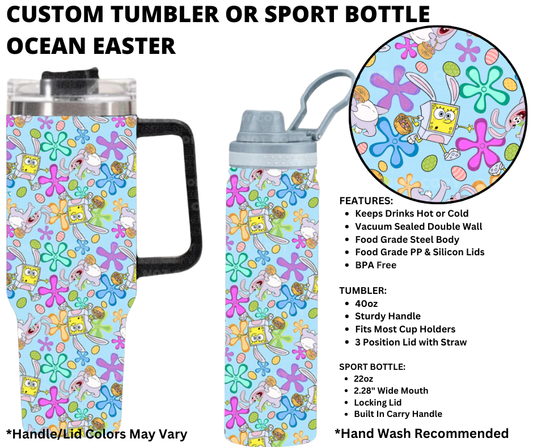 Preorder! Closes 1/1. ETA March. Ocean Easter Custom Tumbler or Sport Bottle