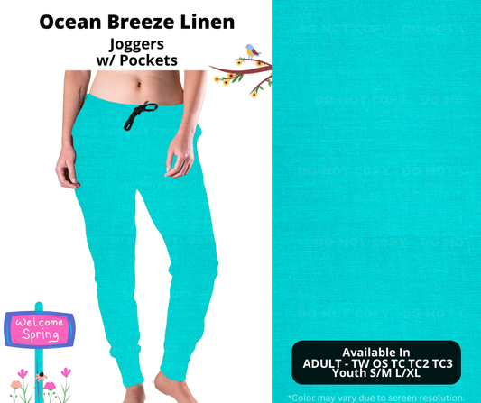 Preorder! Closes 1/8. ETA April. Ocean Breeze Linen Joggers