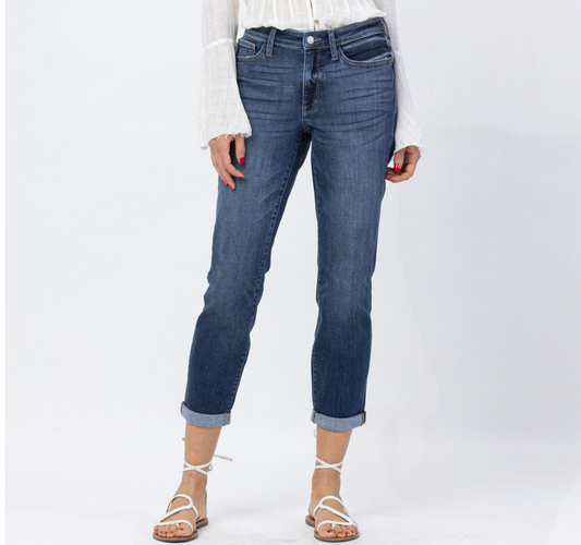 Judy Blue MID-RISE CUFFED BOYFRIEND Jeans - 82368