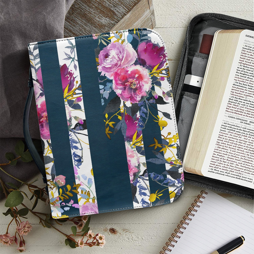 Floral Stripes Journal / Bible Cover- Preorder - Closing 7/18 - ETA Mid August