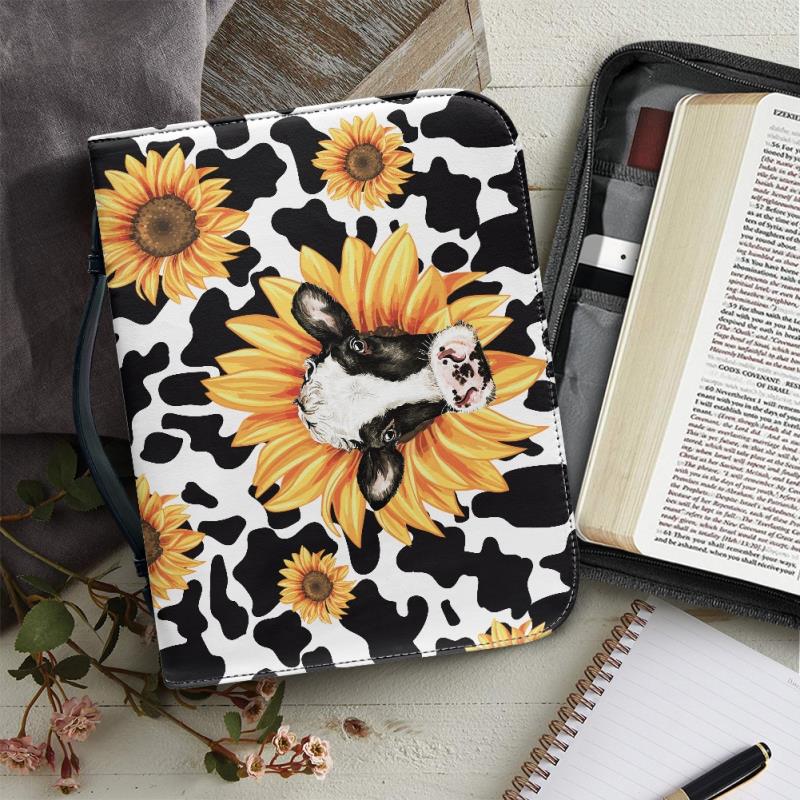 Sunflower w/ cow print Journal / Bible Cover- Preorder - Closing 7/18 - ETA Mid August