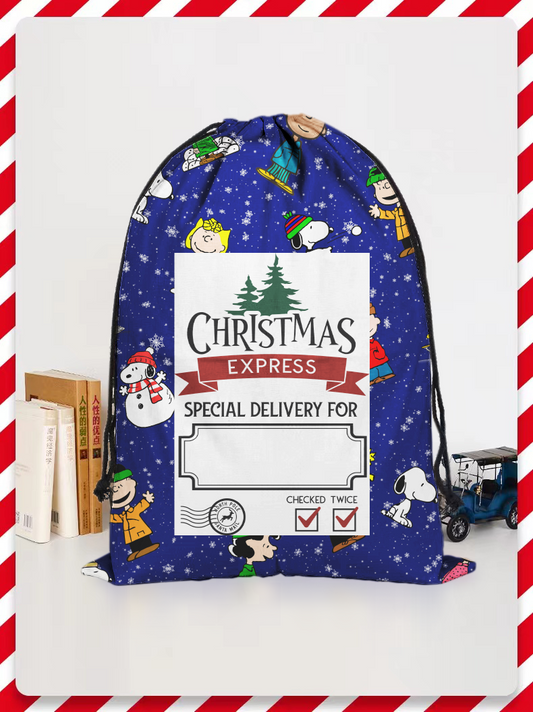 Snowy Peanuts Santa Sack