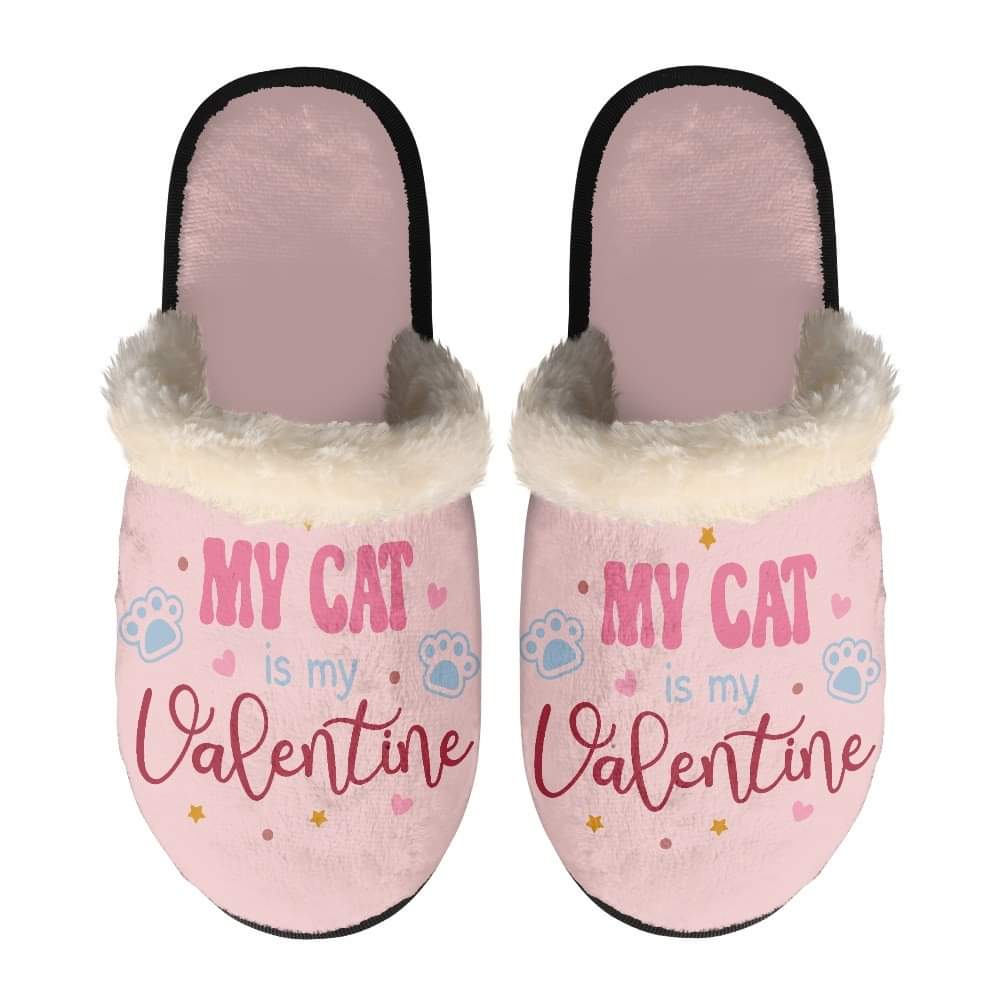 My Cat is My Valentine Slippers