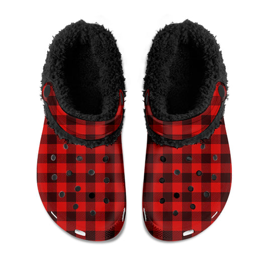 Buffalo Plaid Furry Clogs