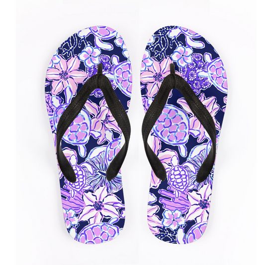 Tropical Turtles Flip Flops